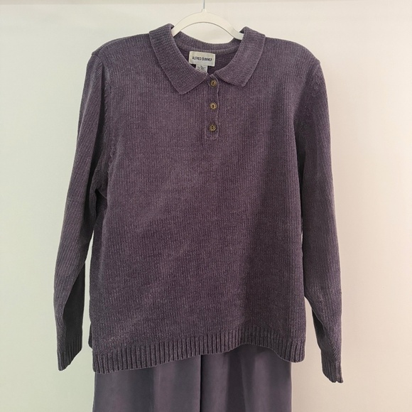Vintage Alfred Dunner 2-Piece Women's Knit Sweater Set Heather Purple Sz XL/18 - Picture 2 of 10